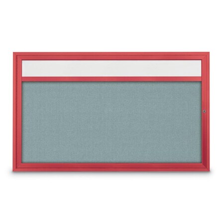 United Visual Products Hinge-less Radius Corkboard, 30"x36", Satin Alum Frame/Blue Spruce UVEB3036R-SATIN-BLSPRU